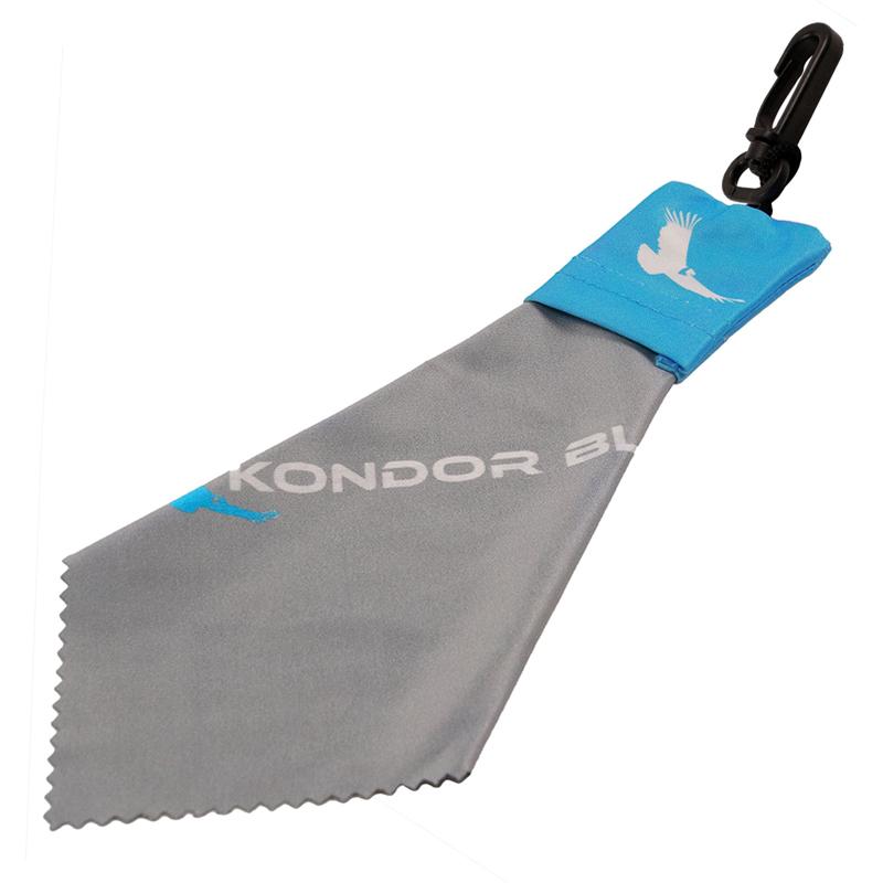 Kondor Blue Microfiber Lens Wipe Cloth with Pouch and Clip